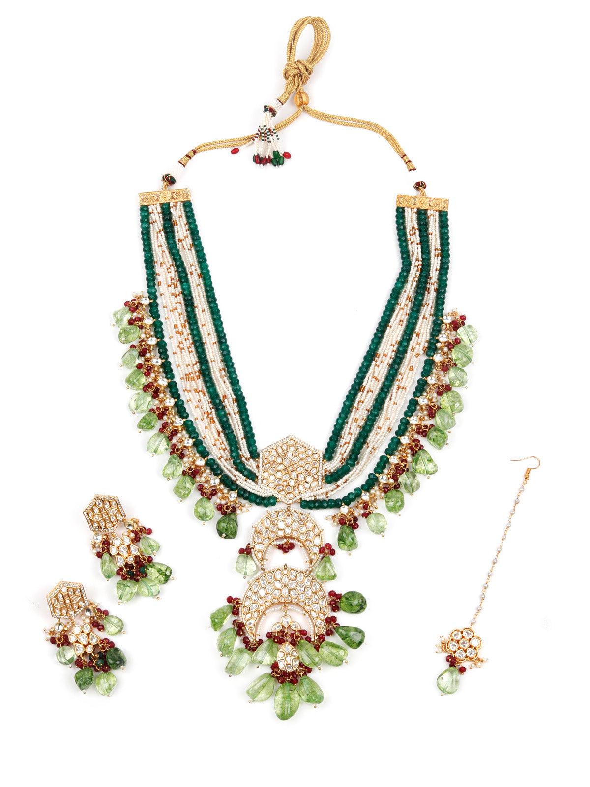 Opulant Embellished Long Necklace Set - Rajwada