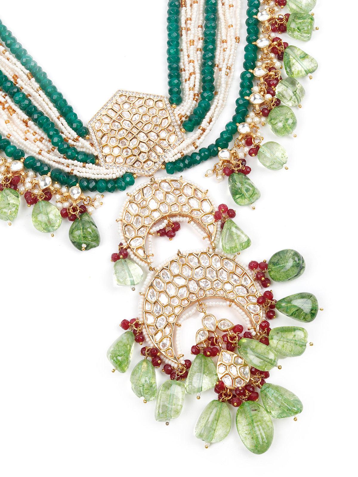 Opulant Embellished Long Necklace Set - Rajwada