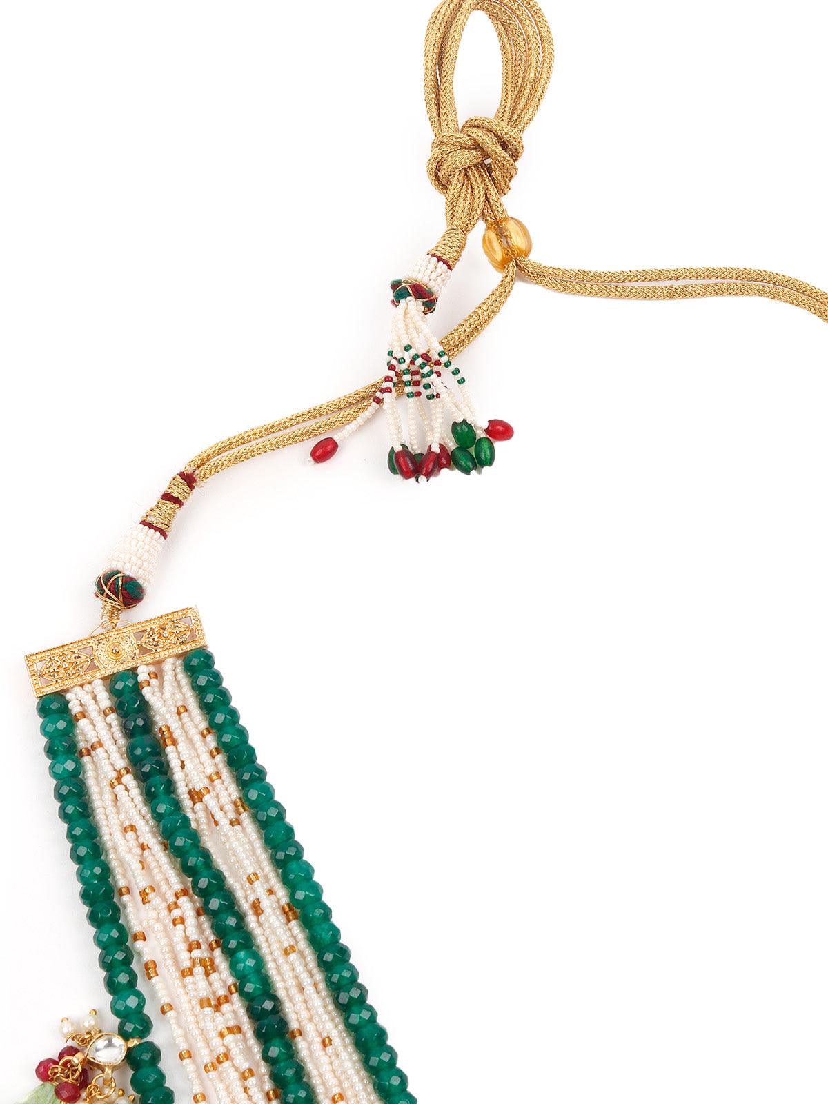 Opulant Embellished Long Necklace Set - Rajwada
