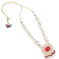 Opulant Red and White Embellished Long Necklace Set - Rajwada