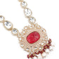 Opulant Red and White Embellished Long Necklace Set - Rajwada