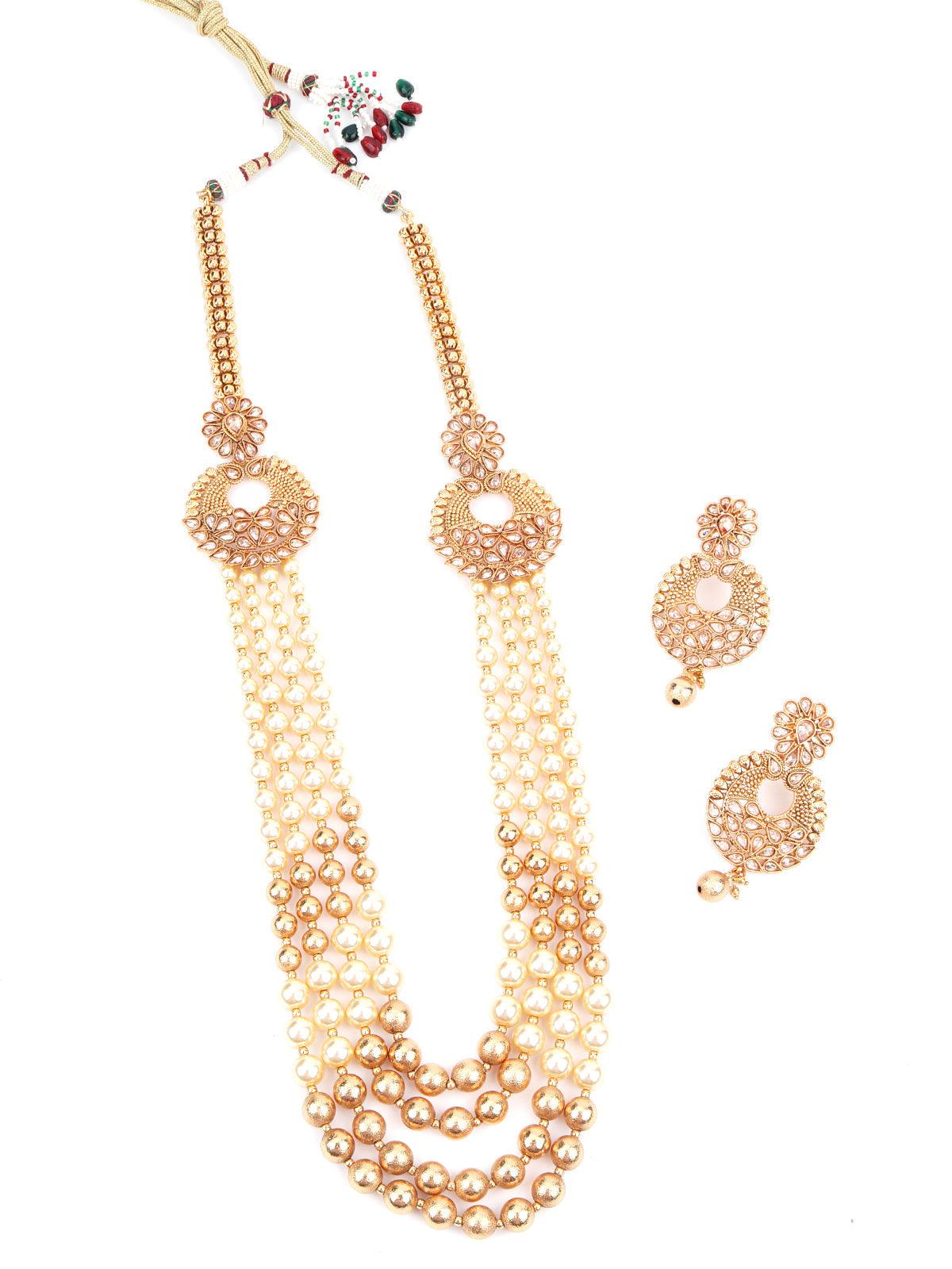 Ornate Pearl Dazzling Necklace Set - Rajwada