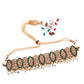 Oval Shape Rich Gold Tone Green Choker Set - Rajwada