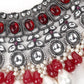 Oxidised Red Beaded Necklace With Earrings. - Rajwada