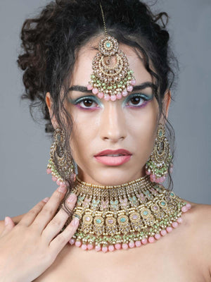 Pastel colour stunning fully embellished necklace for women - Rajwada