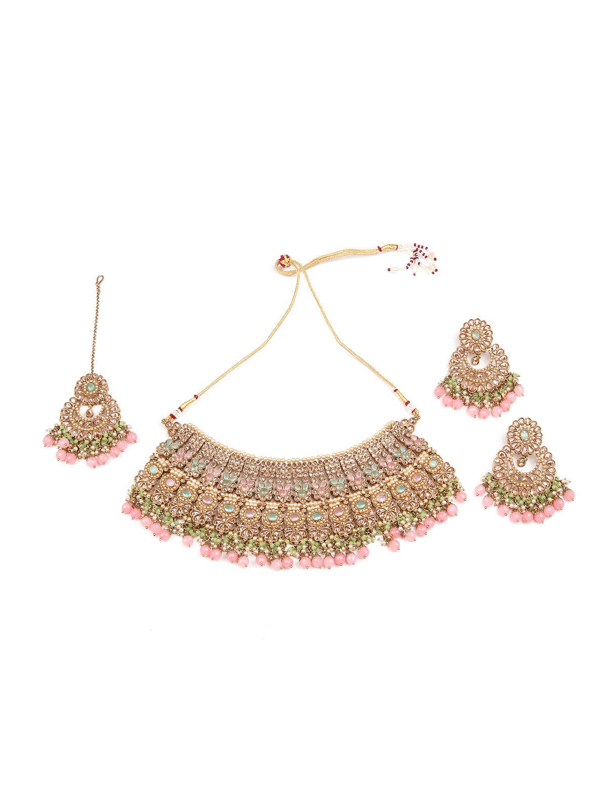 Pastel colour stunning fully embellished necklace for women - Rajwada