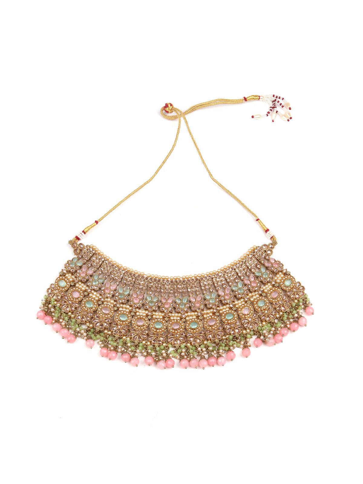 Pastel colour stunning fully embellished necklace for women - Rajwada
