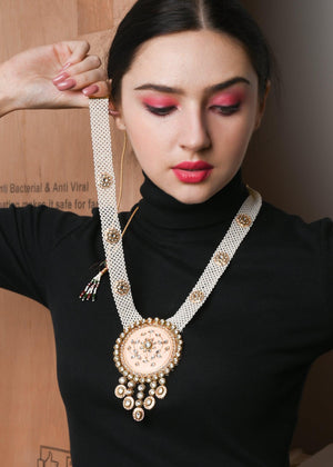 Pastel Pink Trendy Kundan Necklace Set - Rajwada