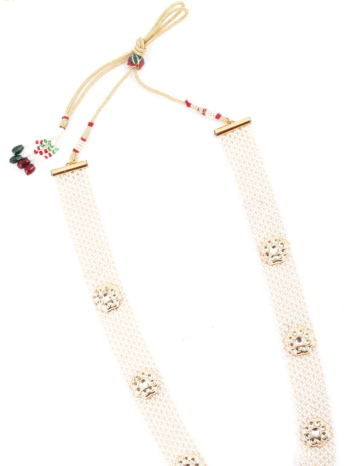 Pastel Pink Trendy Kundan Necklace Set - Rajwada