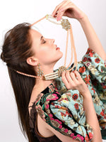Peach and regular faux pearl necklace with earrings - Rajwada