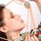 Peach and regular faux pearl necklace with earrings - Rajwada