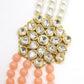 Peach and regular faux pearl necklace with earrings - Rajwada