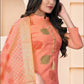 Peach Banarasi Jacquard Wevon Designer Kurta Set - Rajwada