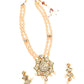 Peach beaded pendant necklace set - Rajwada