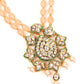 Peach beaded pendant necklace set - Rajwada