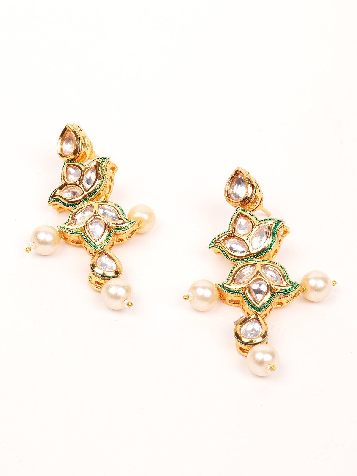 Peach beaded pendant necklace set - Rajwada