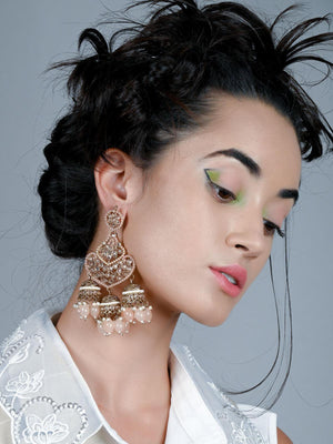 Peach beautiful chandelier earrings for women - Rajwada