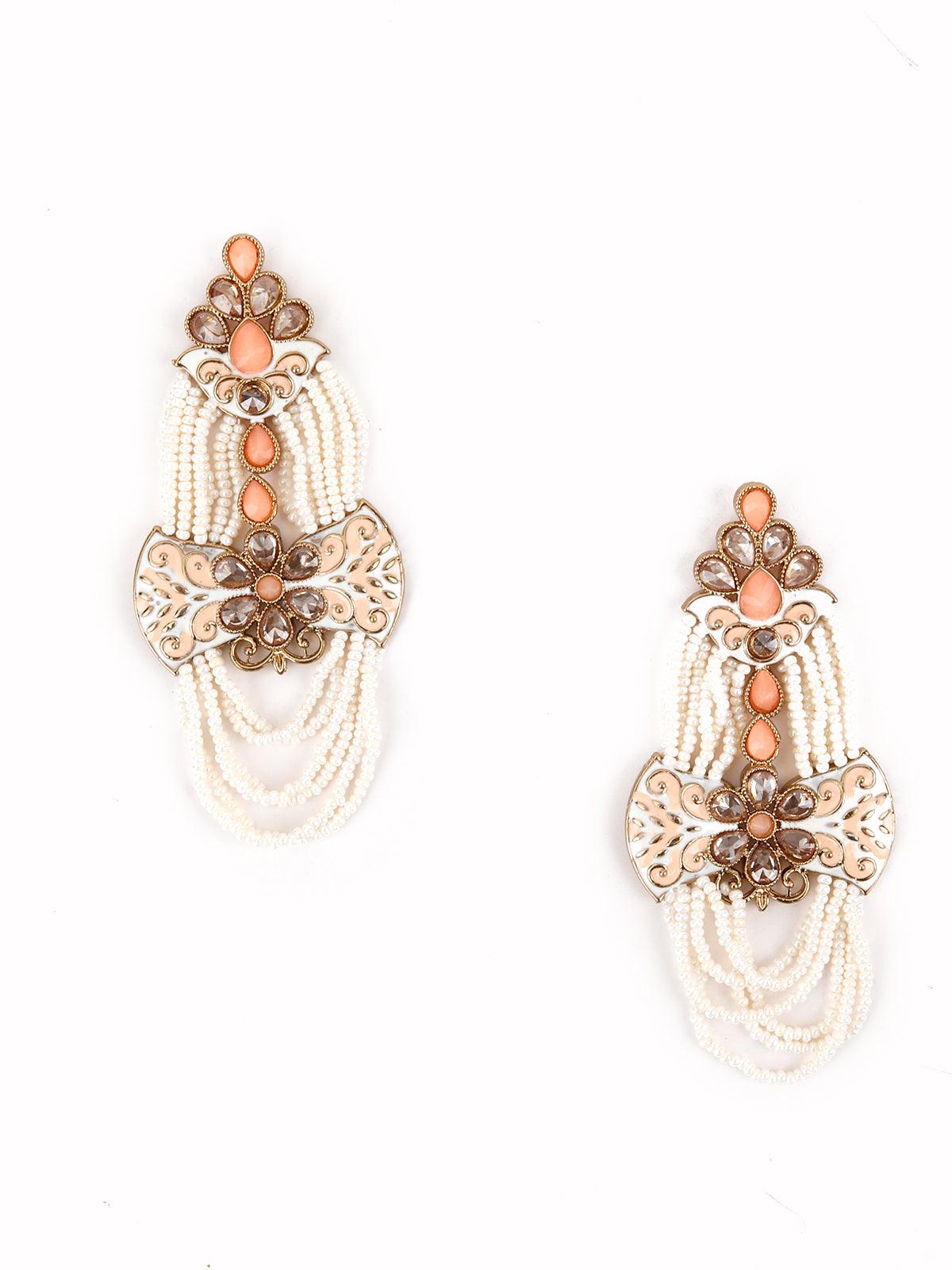 Peach Beautiful Unique Dangle Earrings! - Rajwada