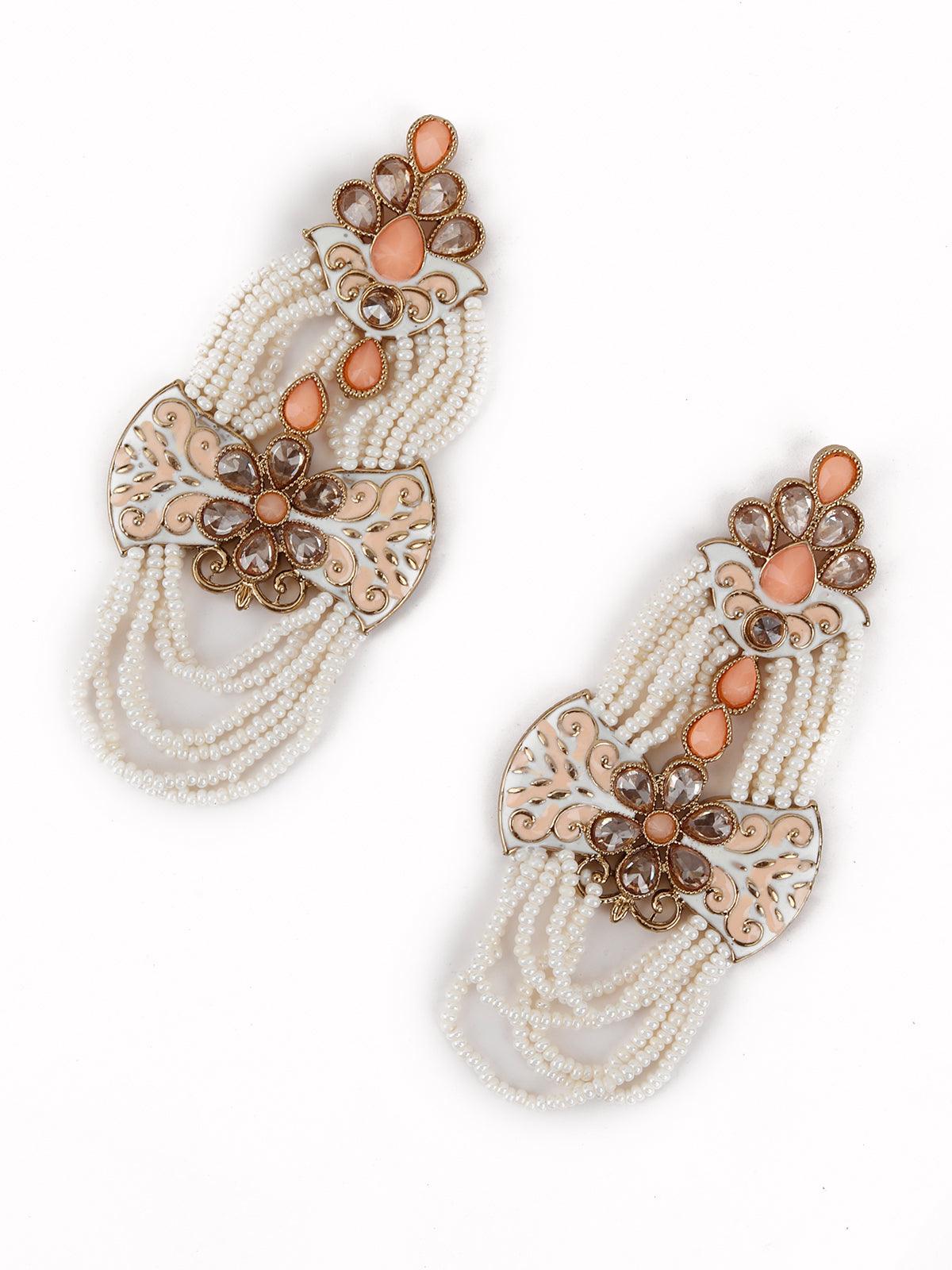 Peach Beautiful Unique Dangle Earrings! - Rajwada