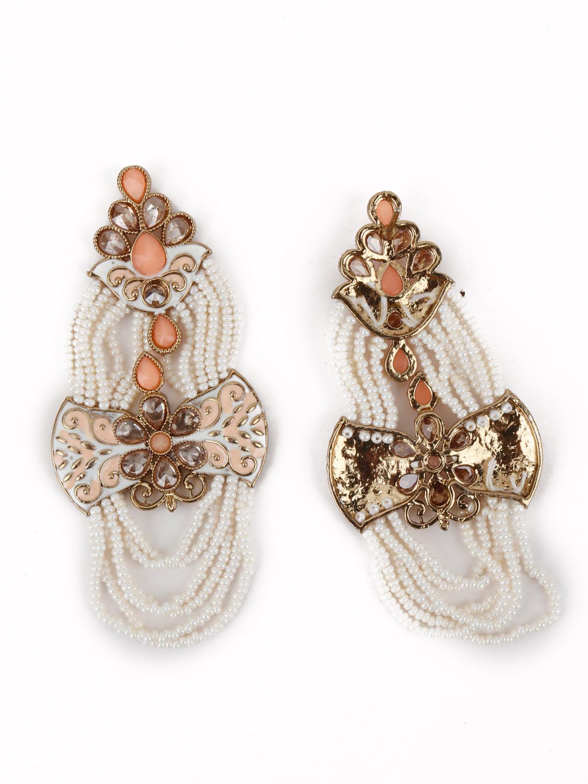 Peach Beautiful Unique Dangle Earrings! - Rajwada
