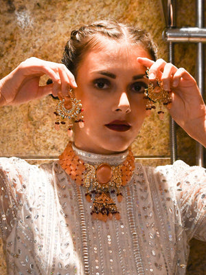 Peach Mani Cultured Choker Set - Rajwada