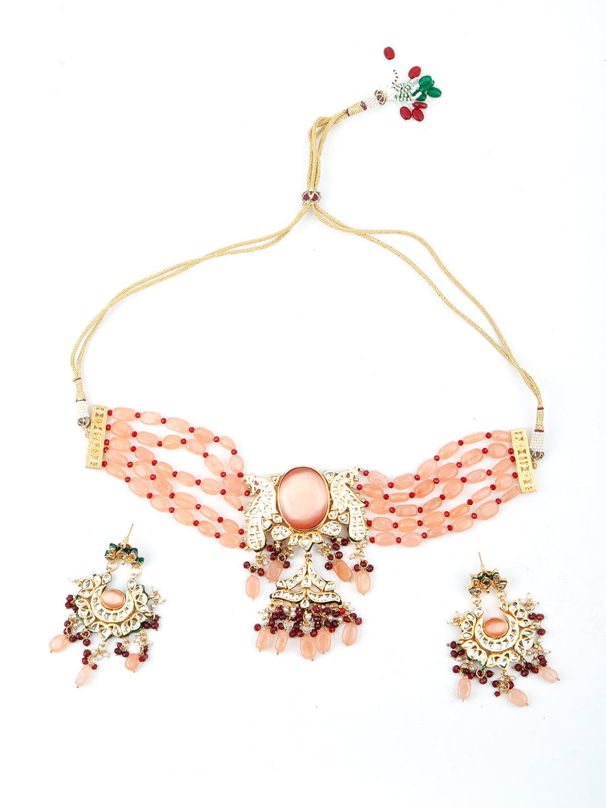 Peach Mani Cultured Choker Set - Rajwada