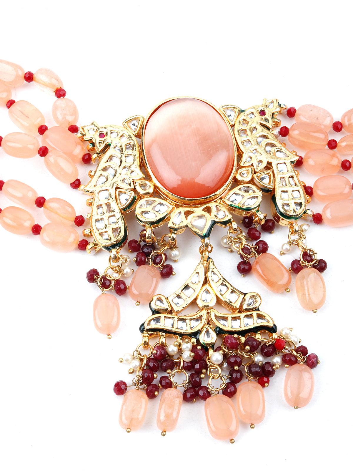 Peach Mani Cultured Choker Set - Rajwada