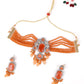 Peach Multi-String Beaded Choker Necklace - Rajwada