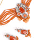 Peach Multi-String Beaded Choker Necklace - Rajwada