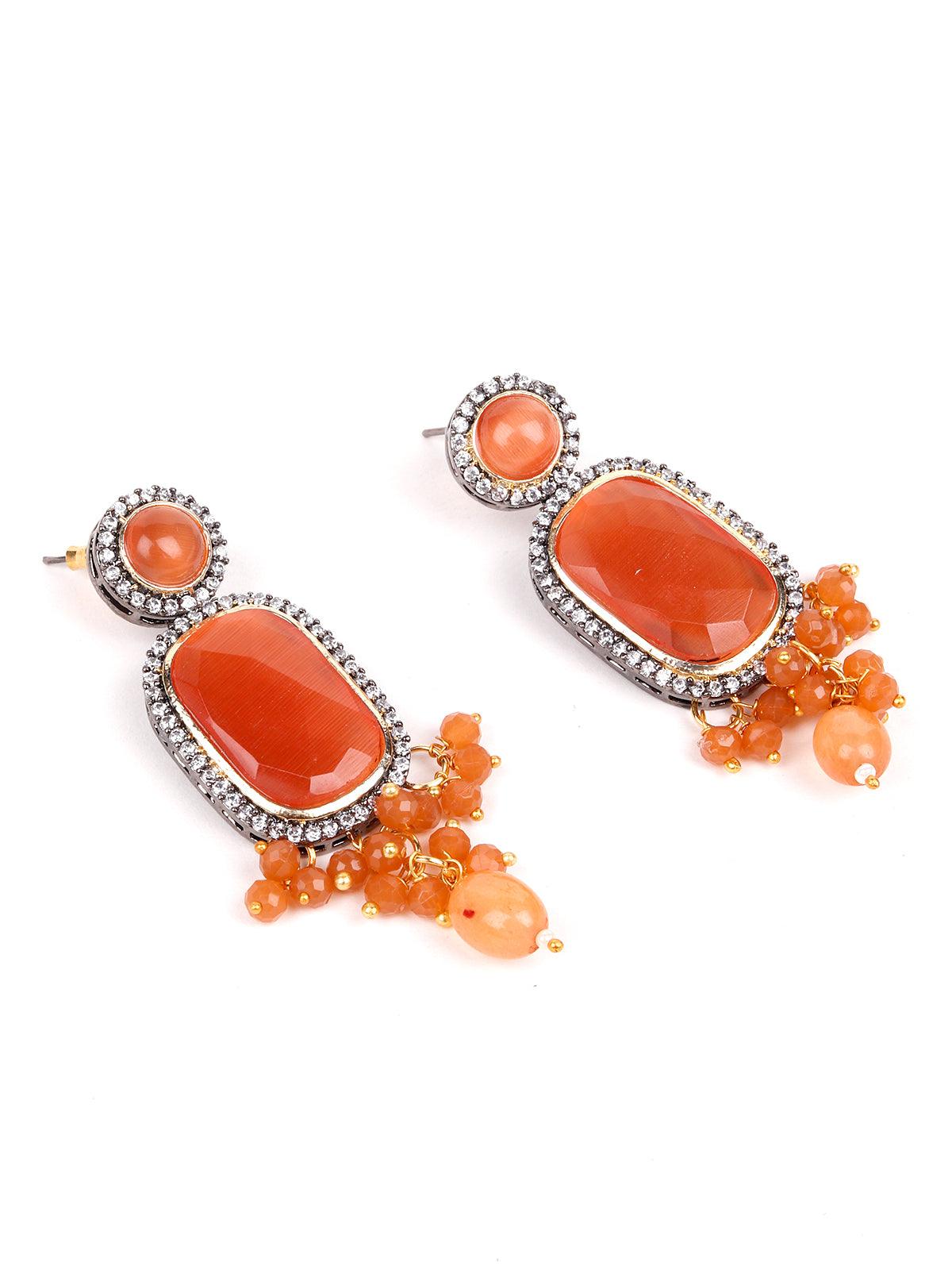 Peach Multi-String Beaded Choker Necklace - Rajwada