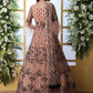 Peach Net Embroided  Anarkali - Rajwada