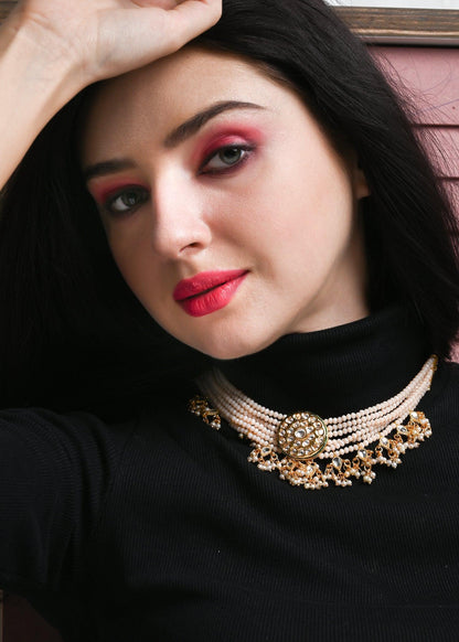 Peach Statement Choker Set - Rajwada