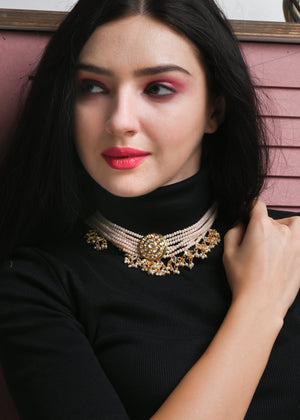 Peach Statement Choker Set - Rajwada