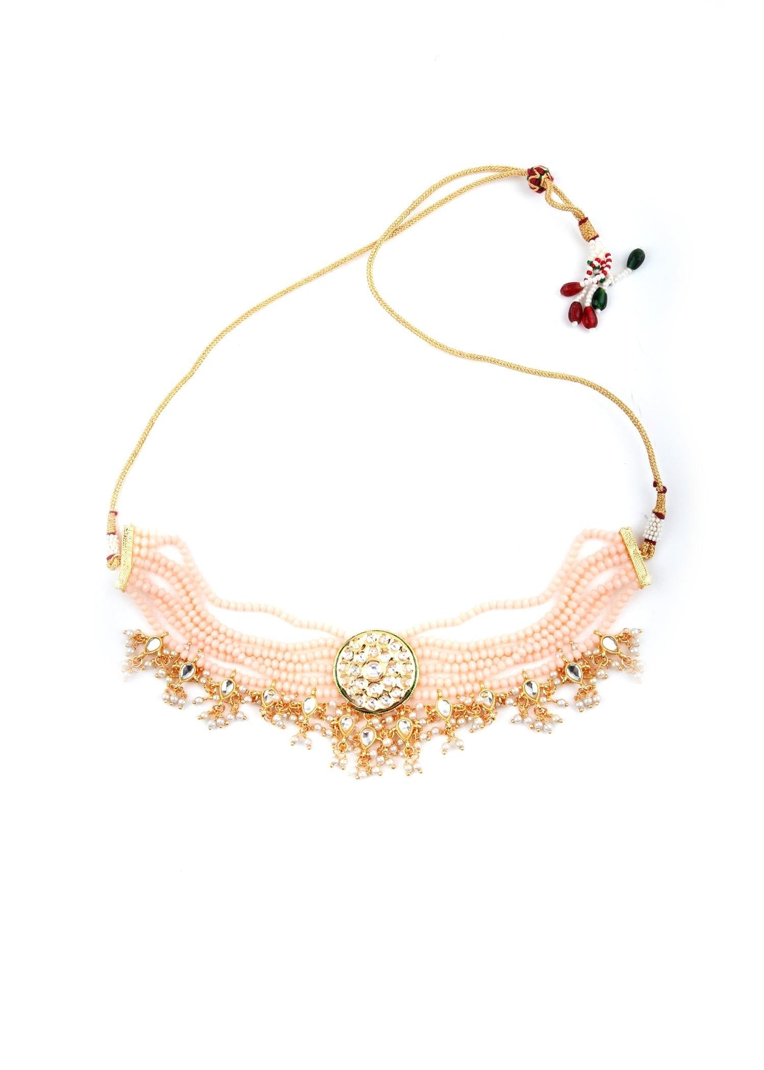 Peach Statement Choker Set - Rajwada