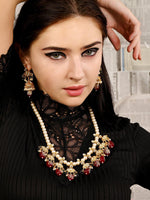 Pearl Necklace With Kundan Work Finish - Rajwada