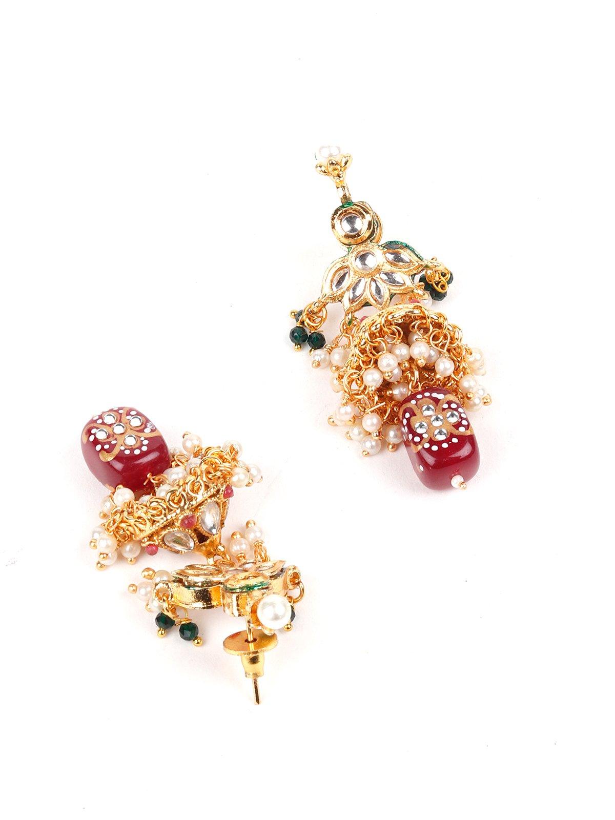 Pearl Necklace With Kundan Work Finish - Rajwada