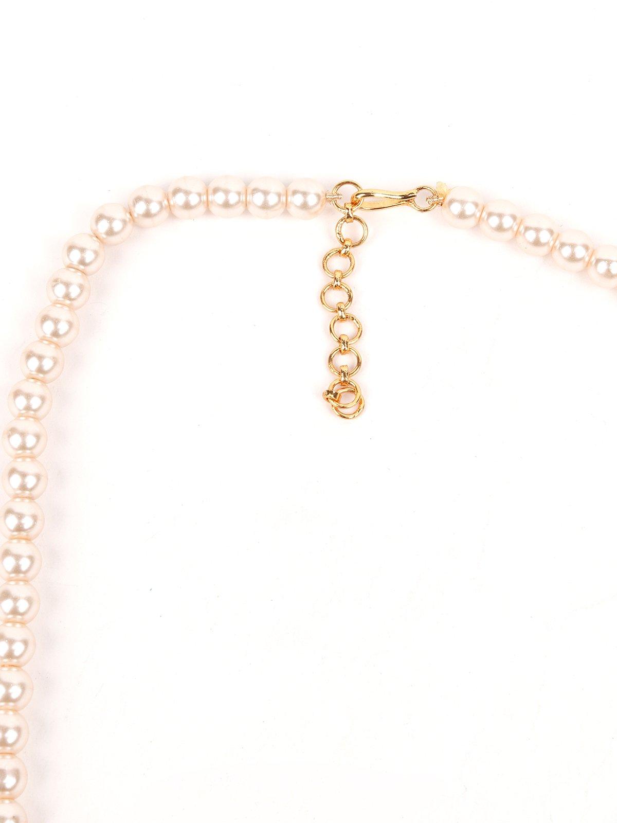 Pearl Necklace With Kundan Work Finish - Rajwada