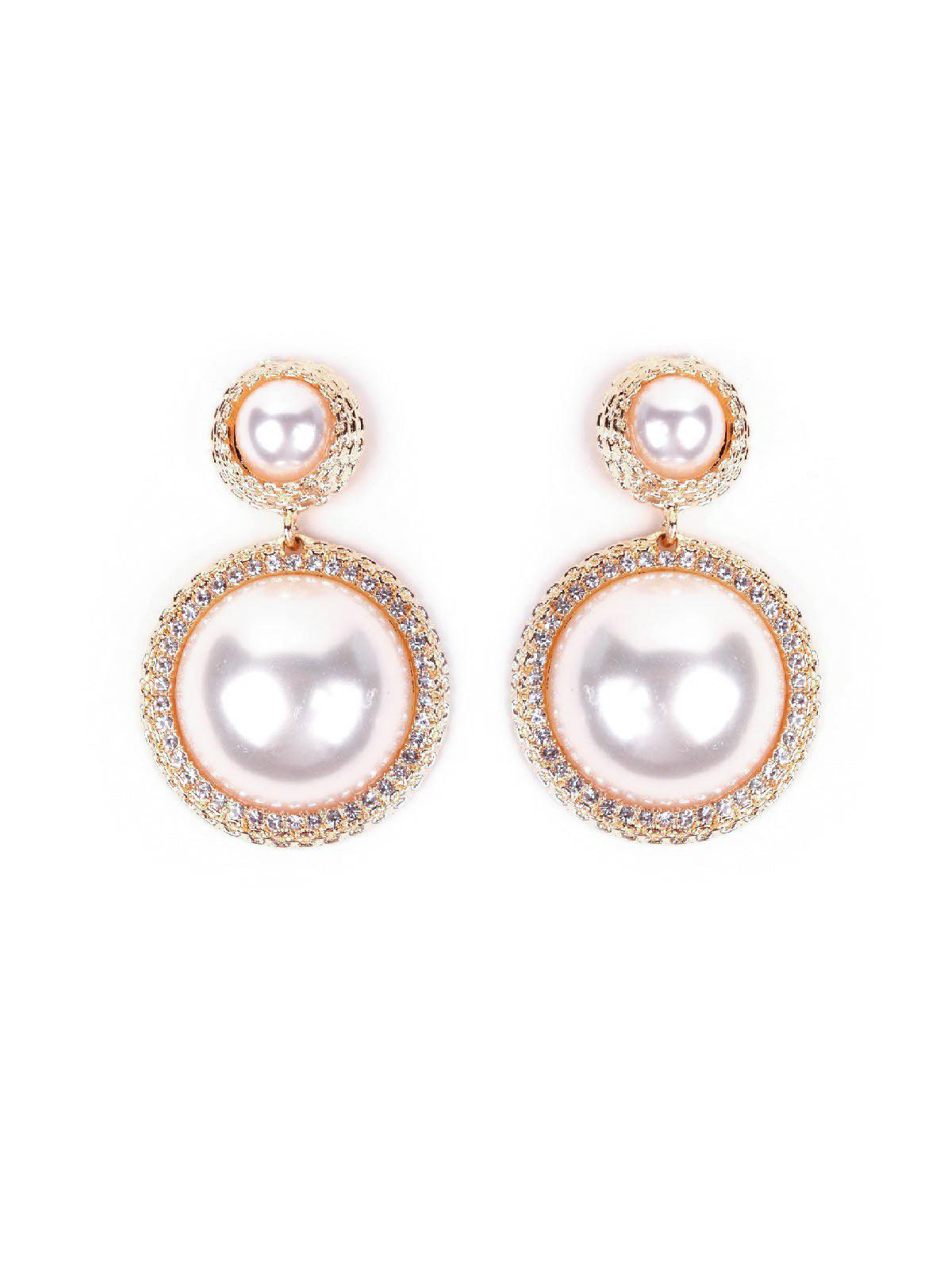 Pearl Studded Drop Earrings - Rajwada