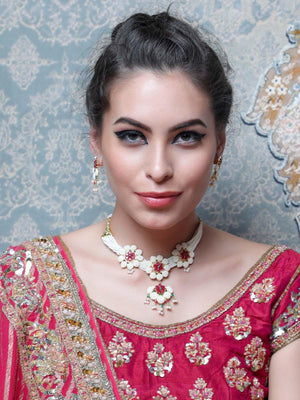 Pearly Flowers Necklace set - Rajwada