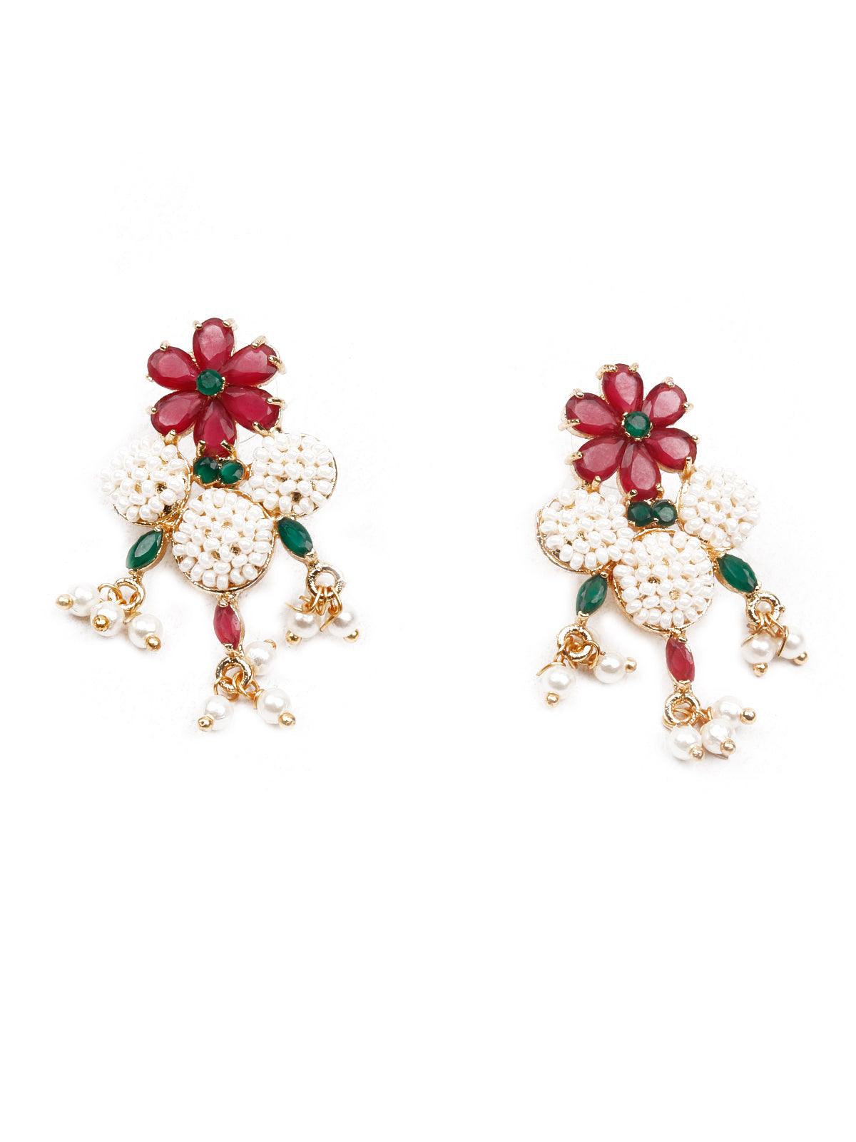 Pearly Flowers Necklace set - Rajwada