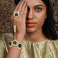 Perfect Gold Tone Green Druzy-Pearl Bracelet - Rajwada