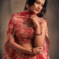 Persian red floral printed Lehenga Choli with Sequins Zari Embroidery Work - Rajwada