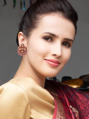 Pink and Gold-Tone Stud Earrings - Rajwada