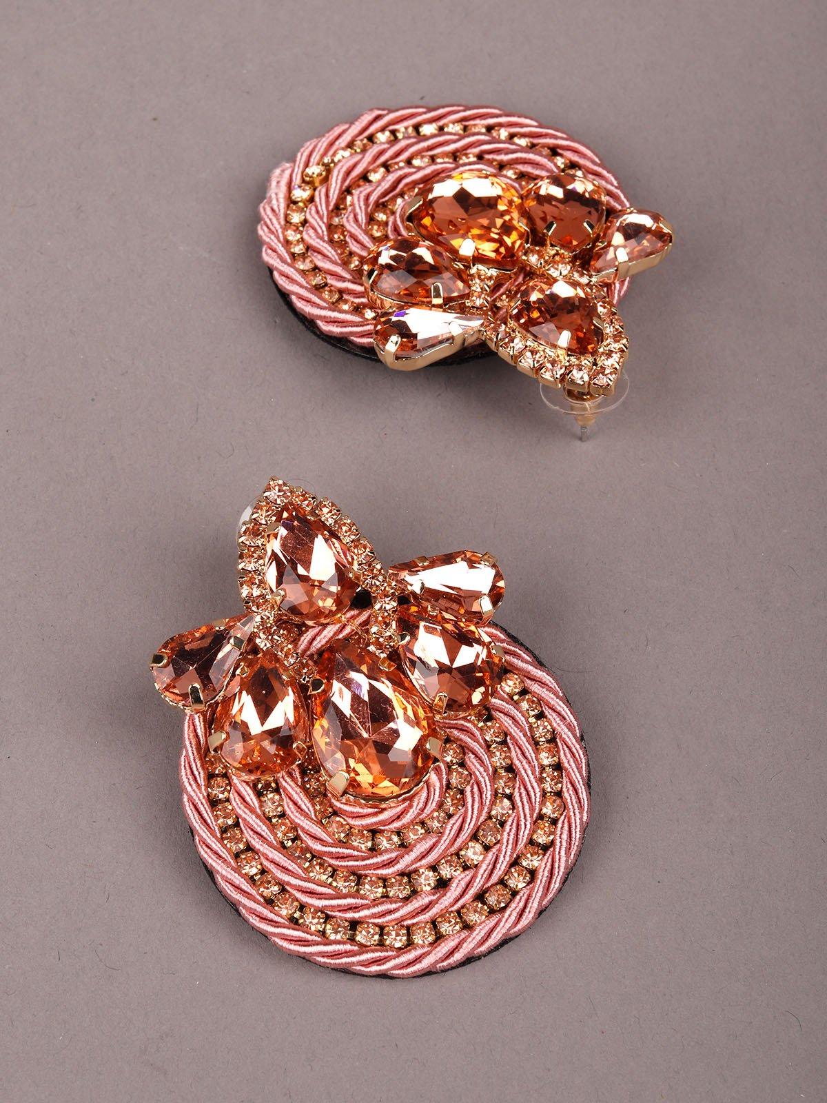 Pink and Gold-Tone Stud Earrings - Rajwada