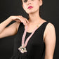 Pink and White Multi Layered Kundan Necklace - Rajwada