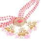 Pink and White Multi Layered Kundan Necklace - Rajwada