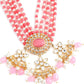 Pink and White Multi Layered Kundan Necklace - Rajwada