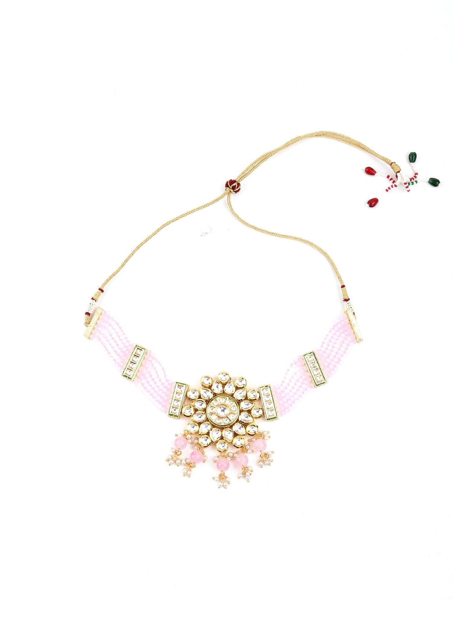Pink Beaded Choker Set - Rajwada