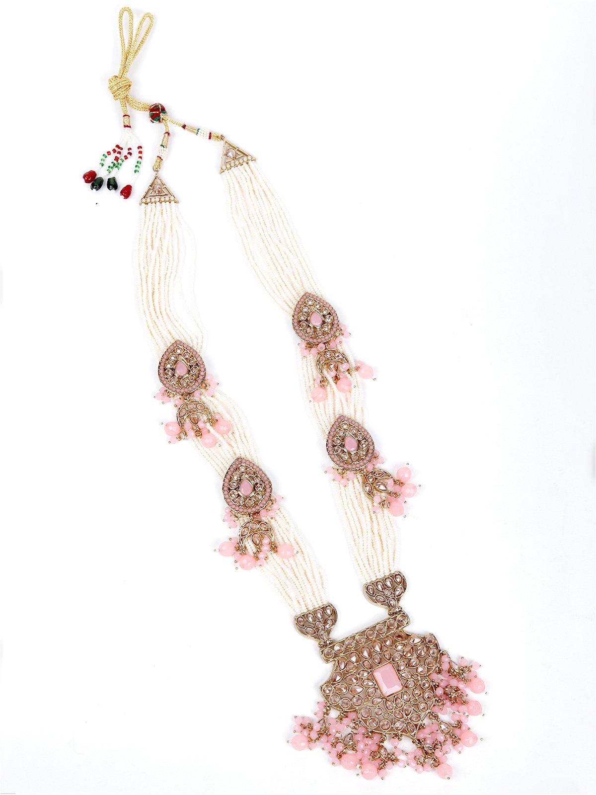 Pink cluster detailing statement jewellery set - Rajwada