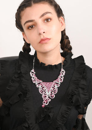 Pink Crystal Necklace Set - Rajwada